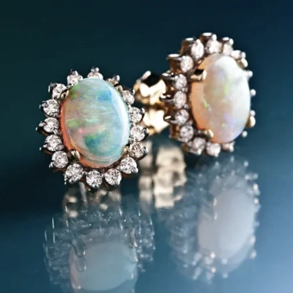 14K Vermeil Opal Earrings